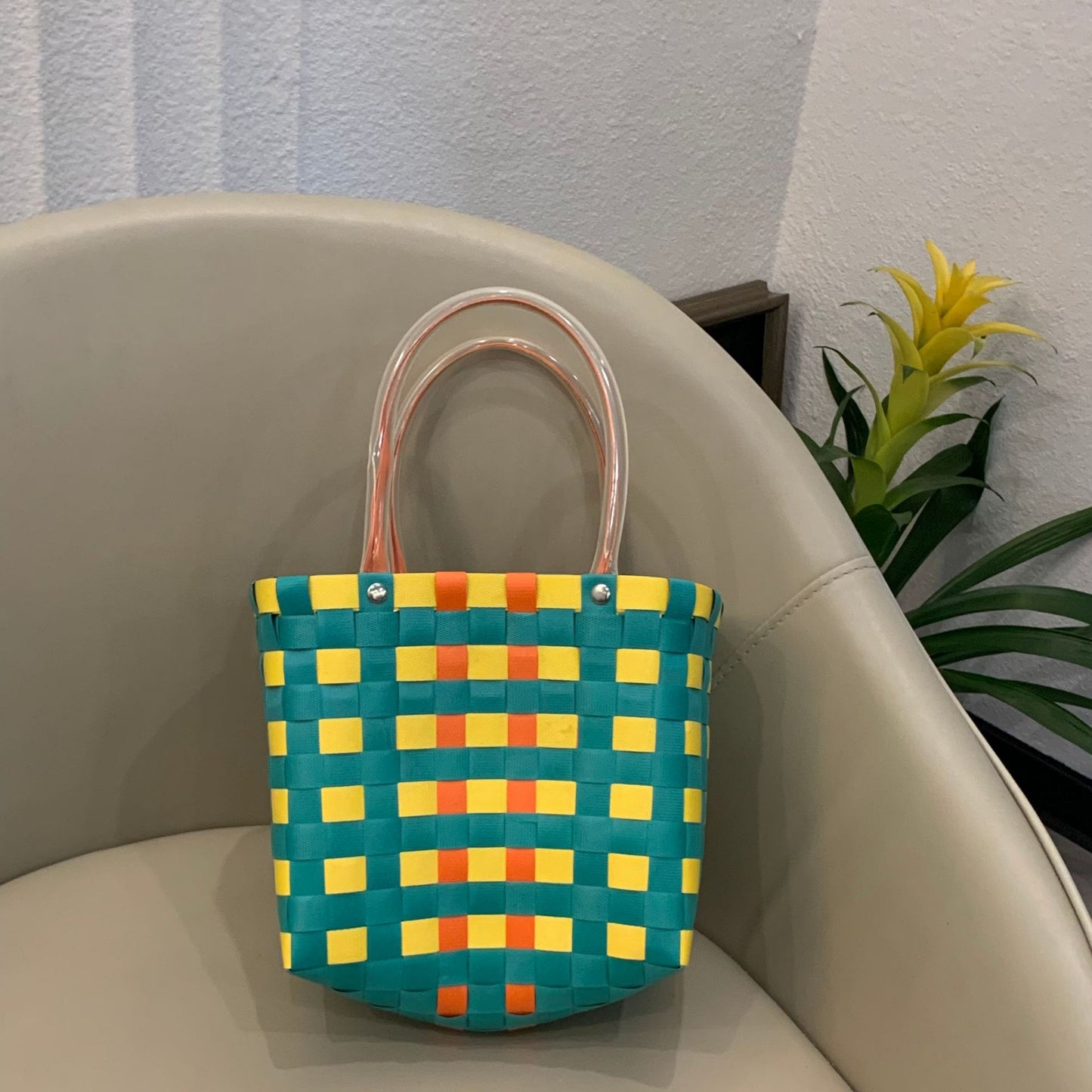 Women's Source Hand-woven Hand-held Vegetable Basket Beach Handbags