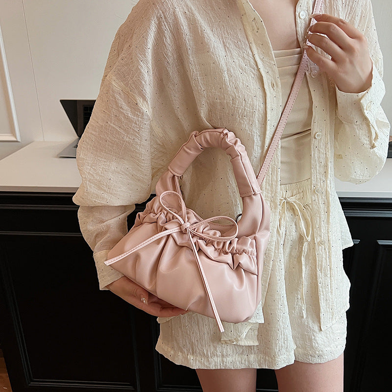 Women's Style Trendy Bow Pleated Portable Cloud Bags