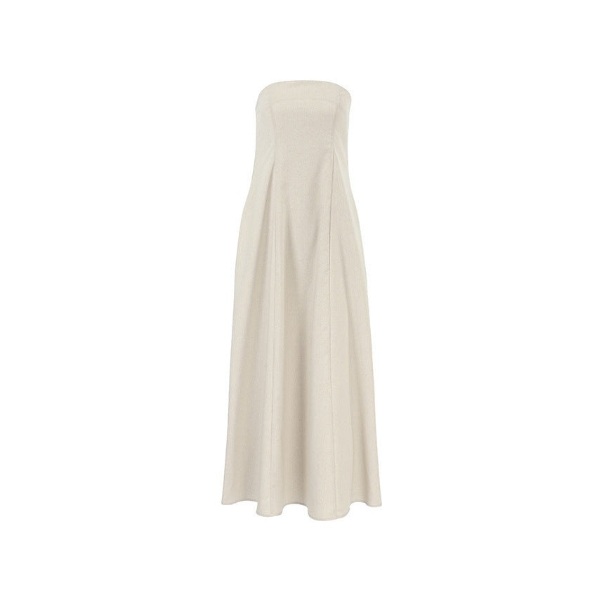 Women's Linen Tube Dress Vacation Casual Ramie Dresses