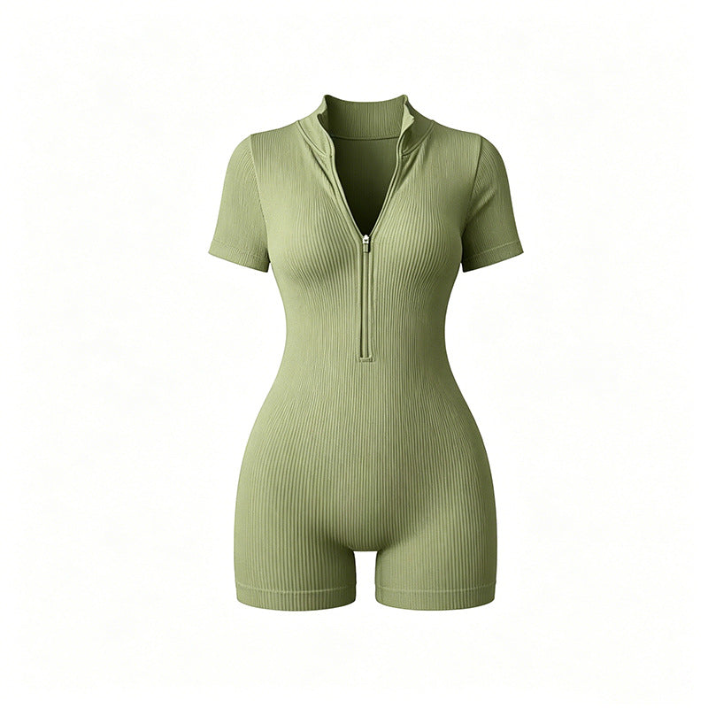 Women's Sleeve Zipper One-piece Tights Boxers Outer Wear Women's Jumpsuit/clothing