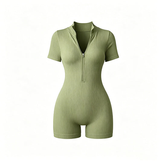Women's Sleeve Zipper One-piece Tights Boxers Outer Wear Women's Jumpsuit/clothing