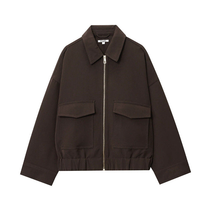 Women's Casual Loose Fitting Pocket Decoration Jackets