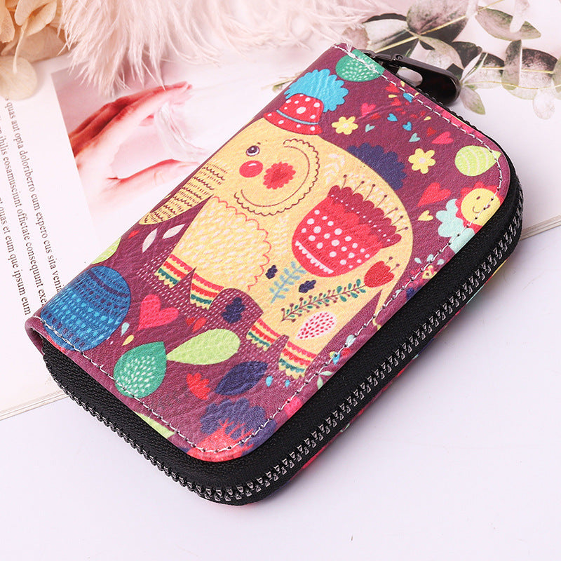 Women's Character Printing Creative Intention Large Capacity Card Holder