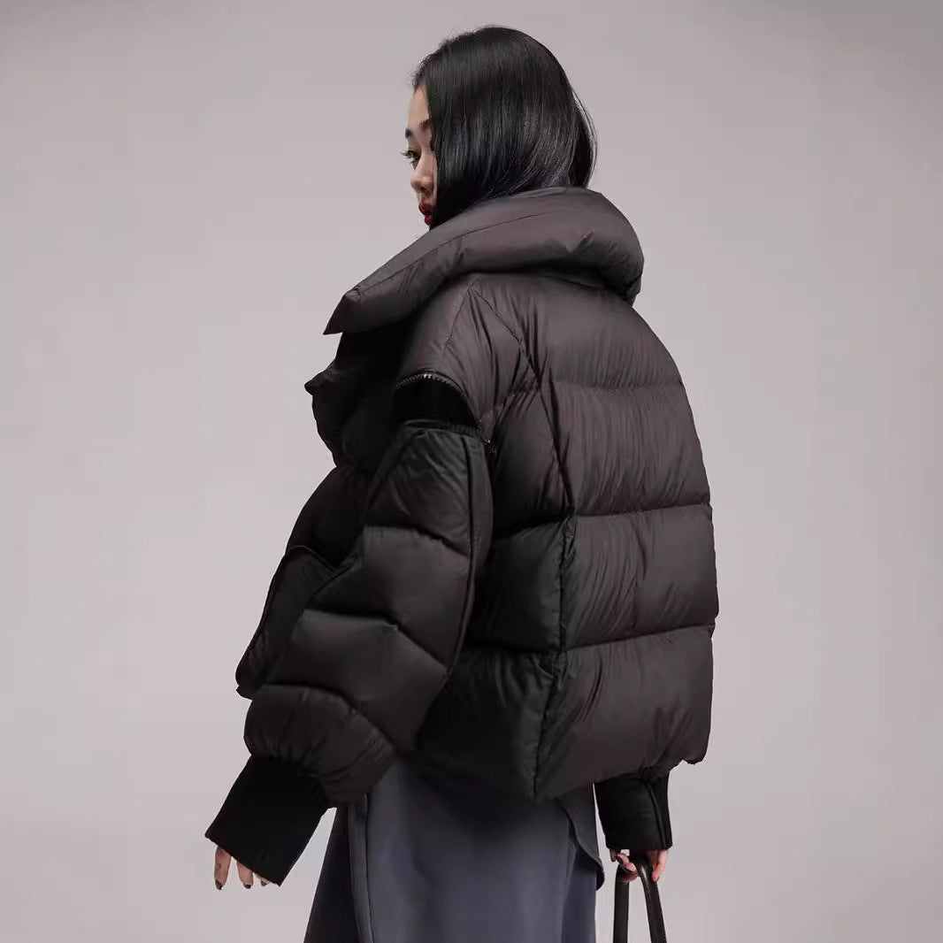Women's Knitted Stitching Large Lapel Down Chic Jackets