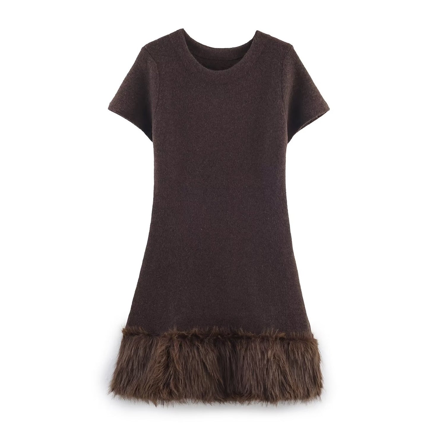Women's Cool Artificial Fur Knitted Dress Suits