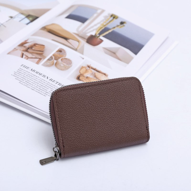 Women's Zipper Solid Color Access Cover High Card Holder