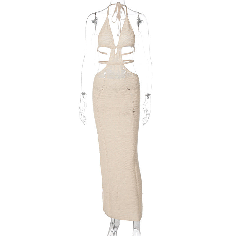 Women's Street Style Pure Desire Halter Wrapped Chest Hollow Dresses