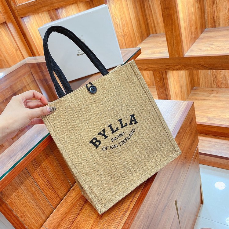 Portable Linen Cartoon Creative Printing Knitting Handbags