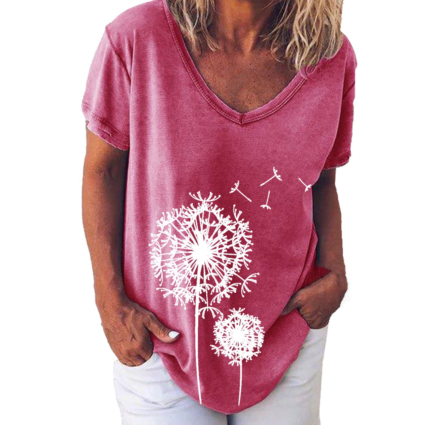 Women's Summer Creative Printing Collar Elegant Sleeve Women's T-shirt