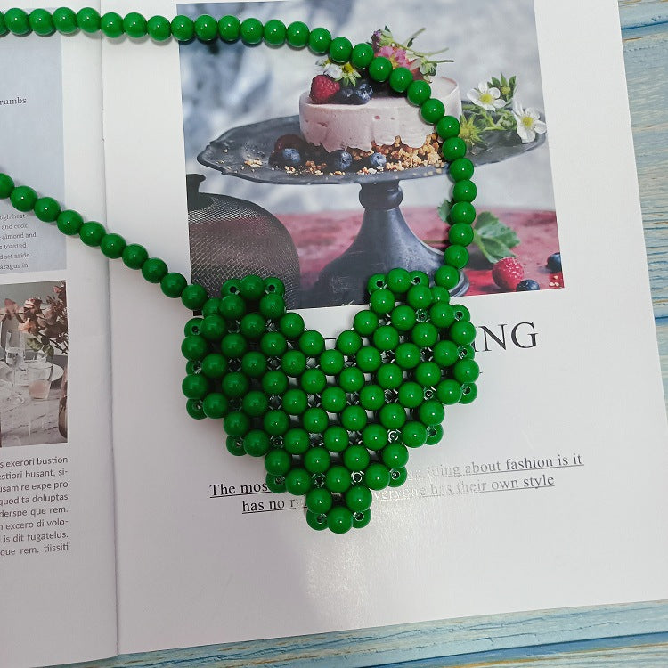Beaded Peach Heart Beads Pearl Handmade Ya Crossbody Bags
