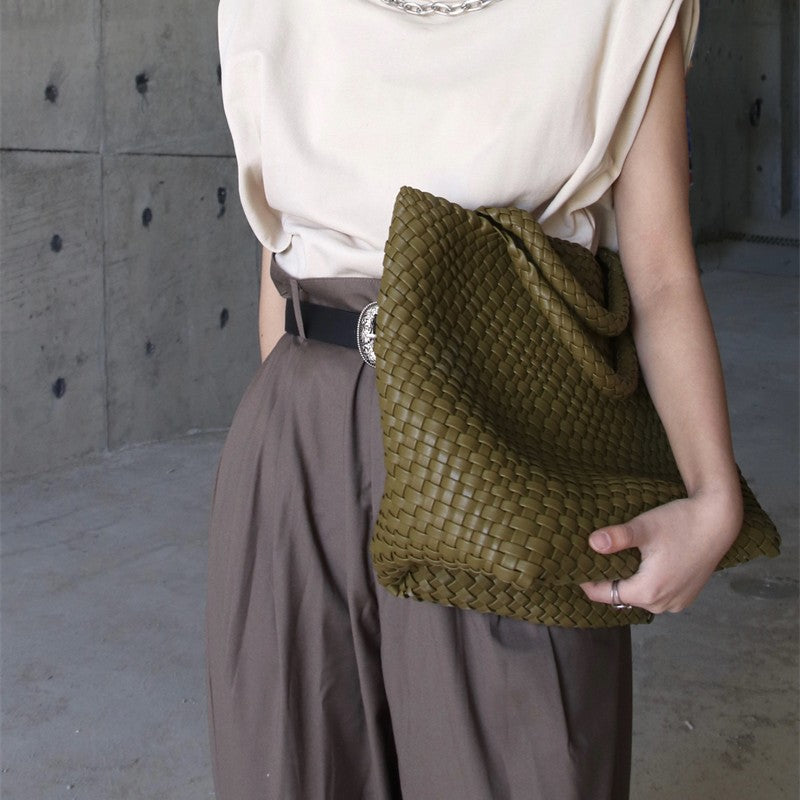 Women's Woven Vegetable Basket Portable Soft Handbags