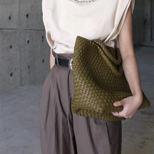 Women's Woven Vegetable Basket Portable Soft Handbags