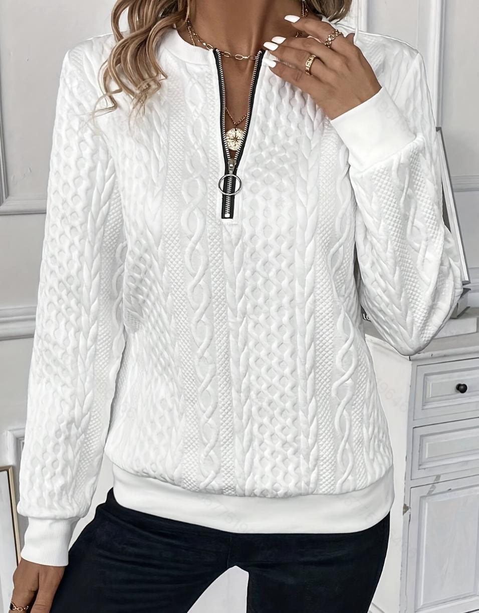 Unique Slouchy Women's Quilted Zipper Casual Women's Sweater, Sweater