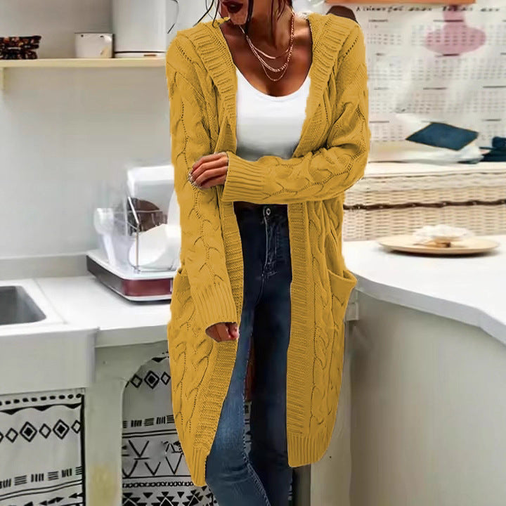 Women's Unique For Long Hooded Knit Knitwear