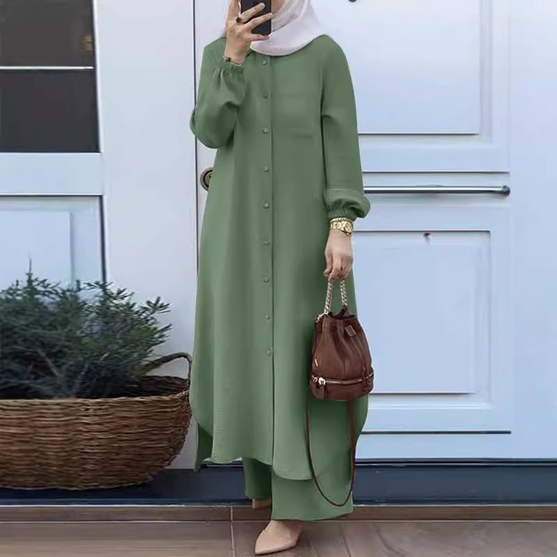 Women's Arab Style Two-piece Long-sleeved Shirt Trousers Suits