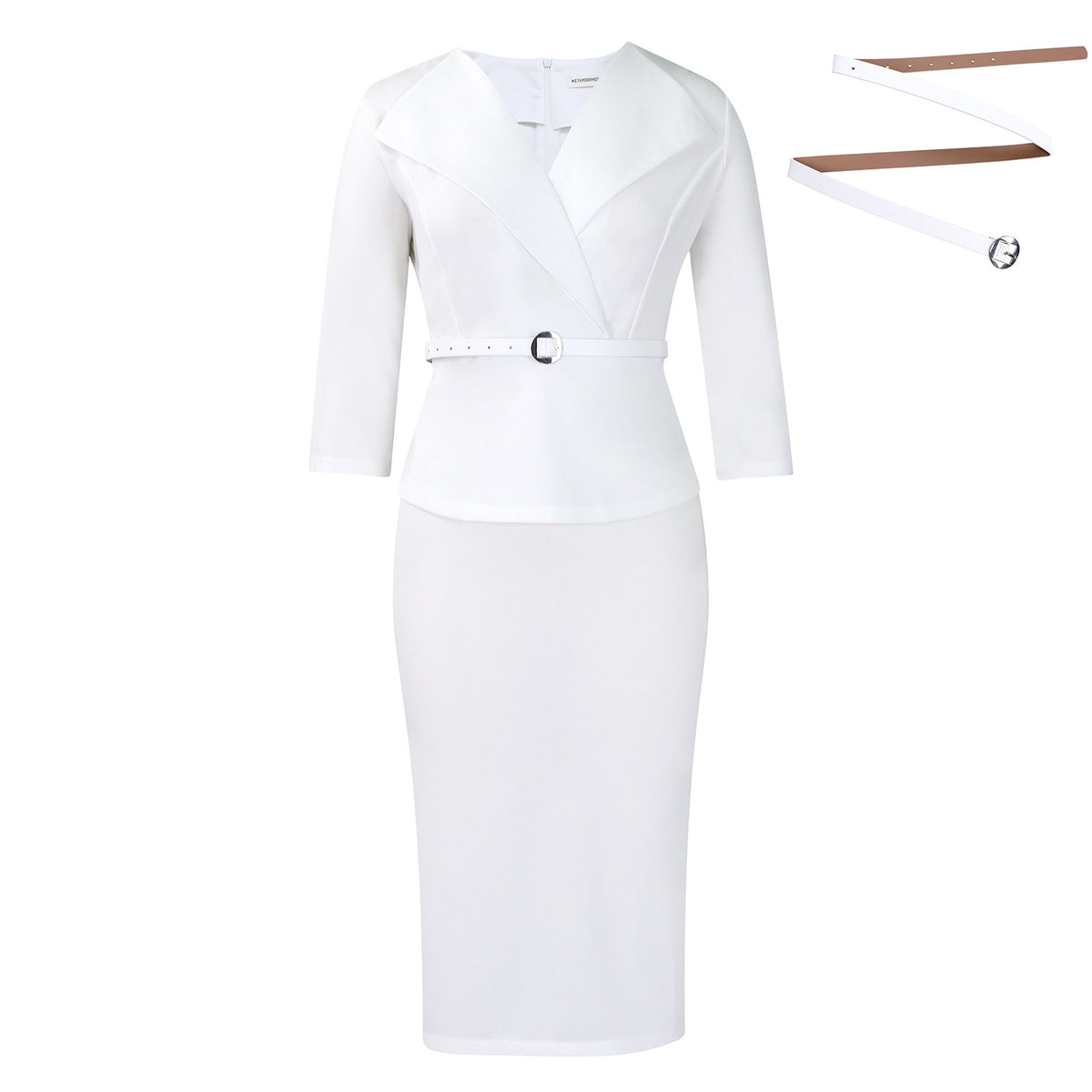 Fashion Large Lapel Waist Ol Elegant Sheath Dress