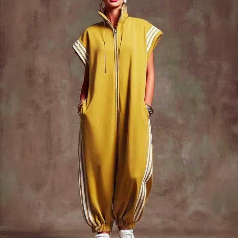 Women's Striped Contrast Color Fashion Casual Loose Women's Jumpsuit/clothing
