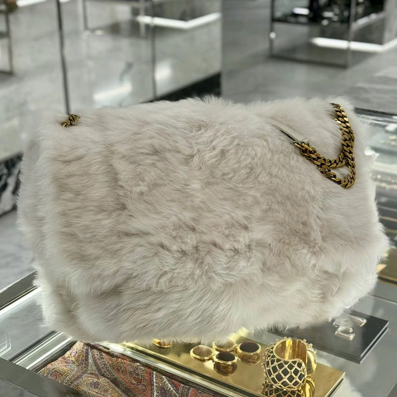 Attractive Women's Chain Portable Large Furry Shoulder Bags