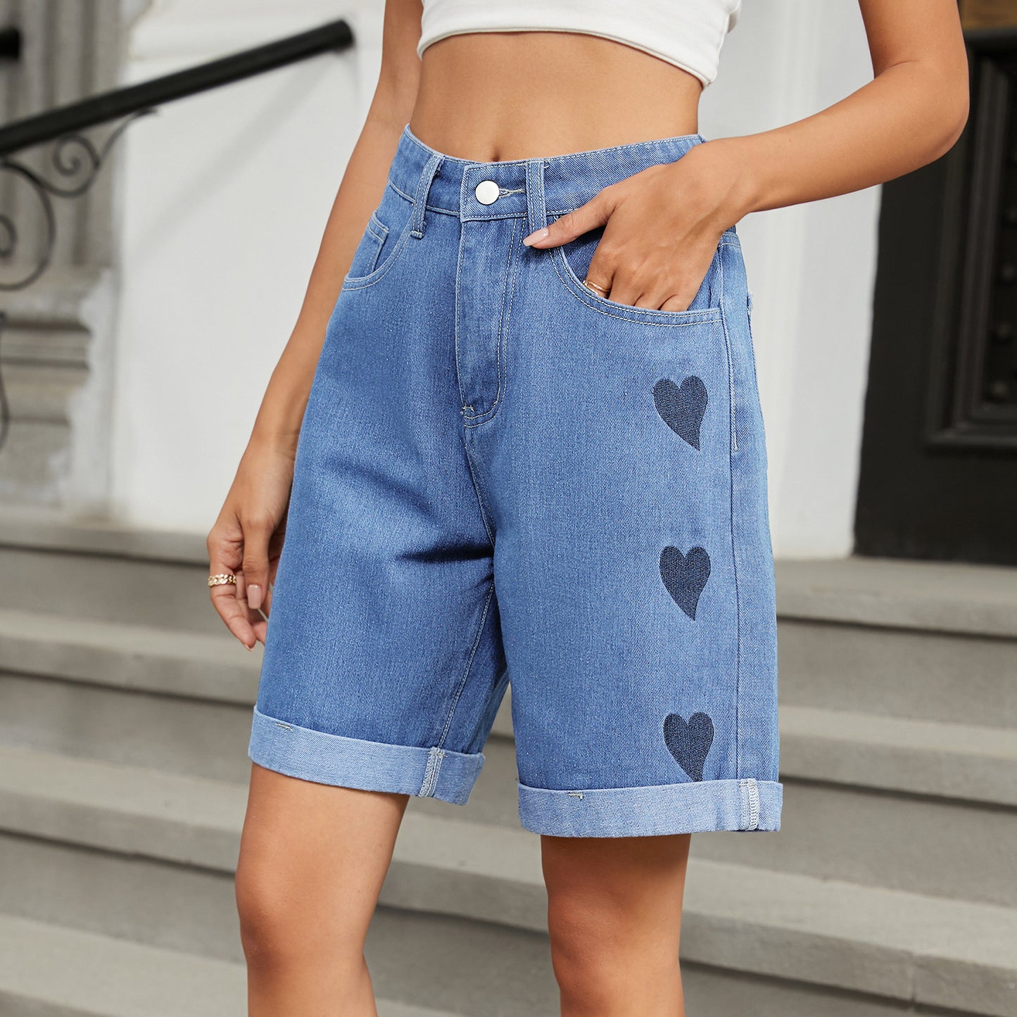 Women's Trade Ripped Curling Denim Casual Fashion Women's Jeans