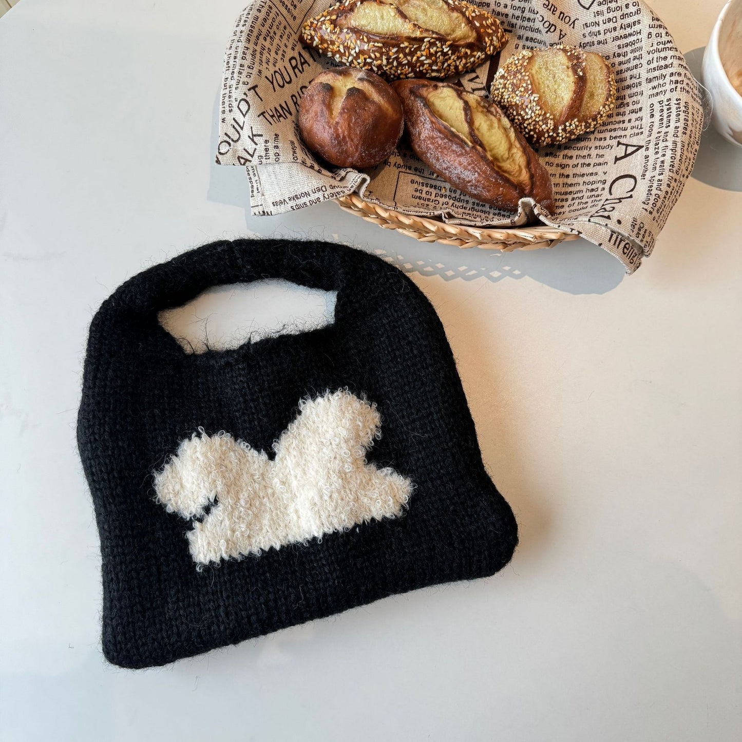 Matching Knitted Niche Design Mixing Woven Underarm Korean Style Handbags