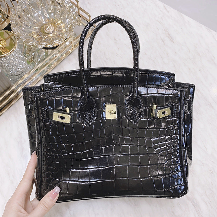 Pattern Genuine Leather Large Capacity Female Handbags