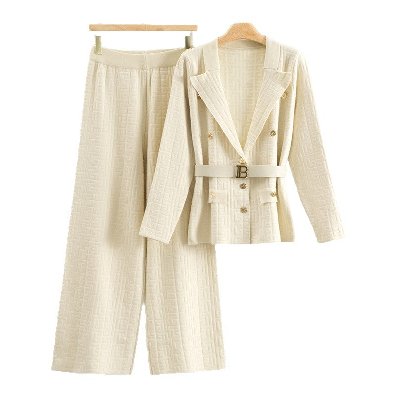 Women's Collar Knitting Graceful Fashionable Loose Two-piece Suits