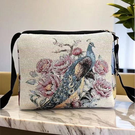 Style Embroidered Canvas Double-sided Gold Silk Crossbody Bags