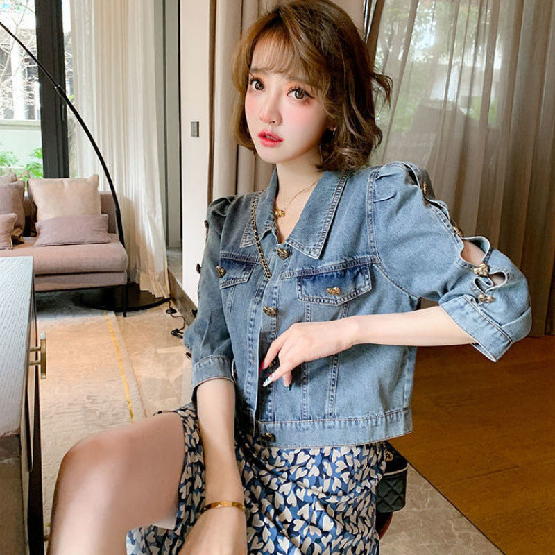 Women's Retro Blue Denim Design Sense Niche Coats