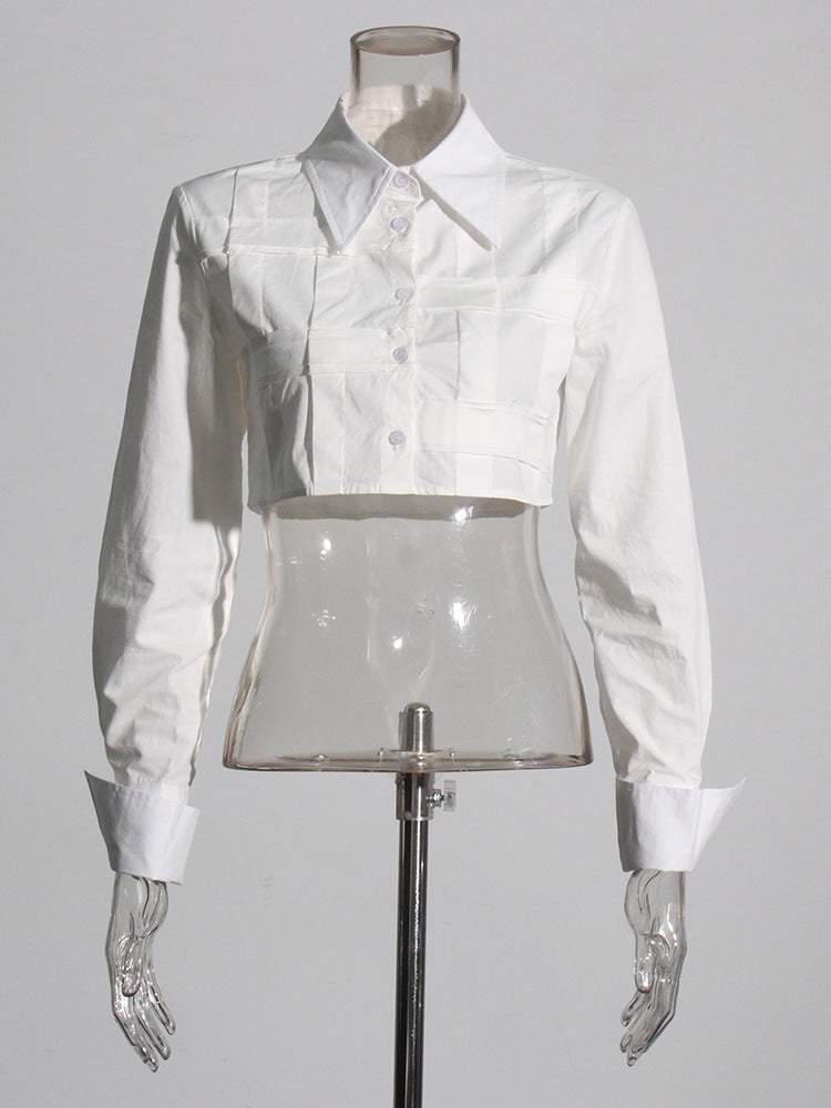 Women's Long Sleeve Polo Collar Solid Color Autumn High Blouses