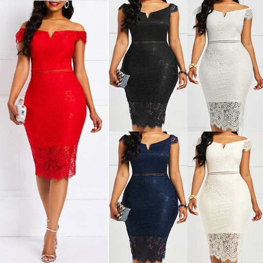 Sleeve Sexy Medium Long Sheath Lace Dress