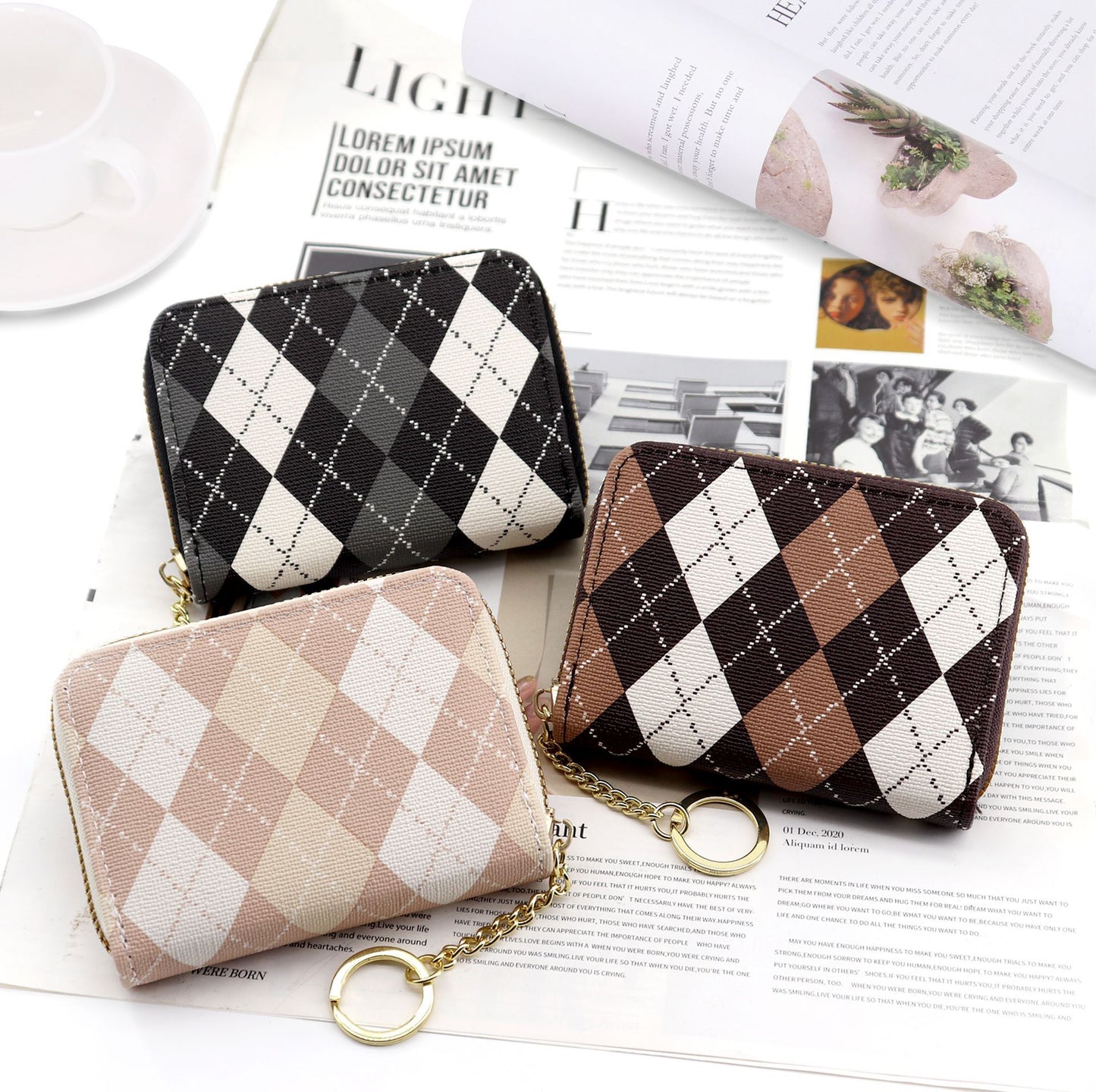 Women's Color Matching Expanding Korean Contrast Multiple Card Holder