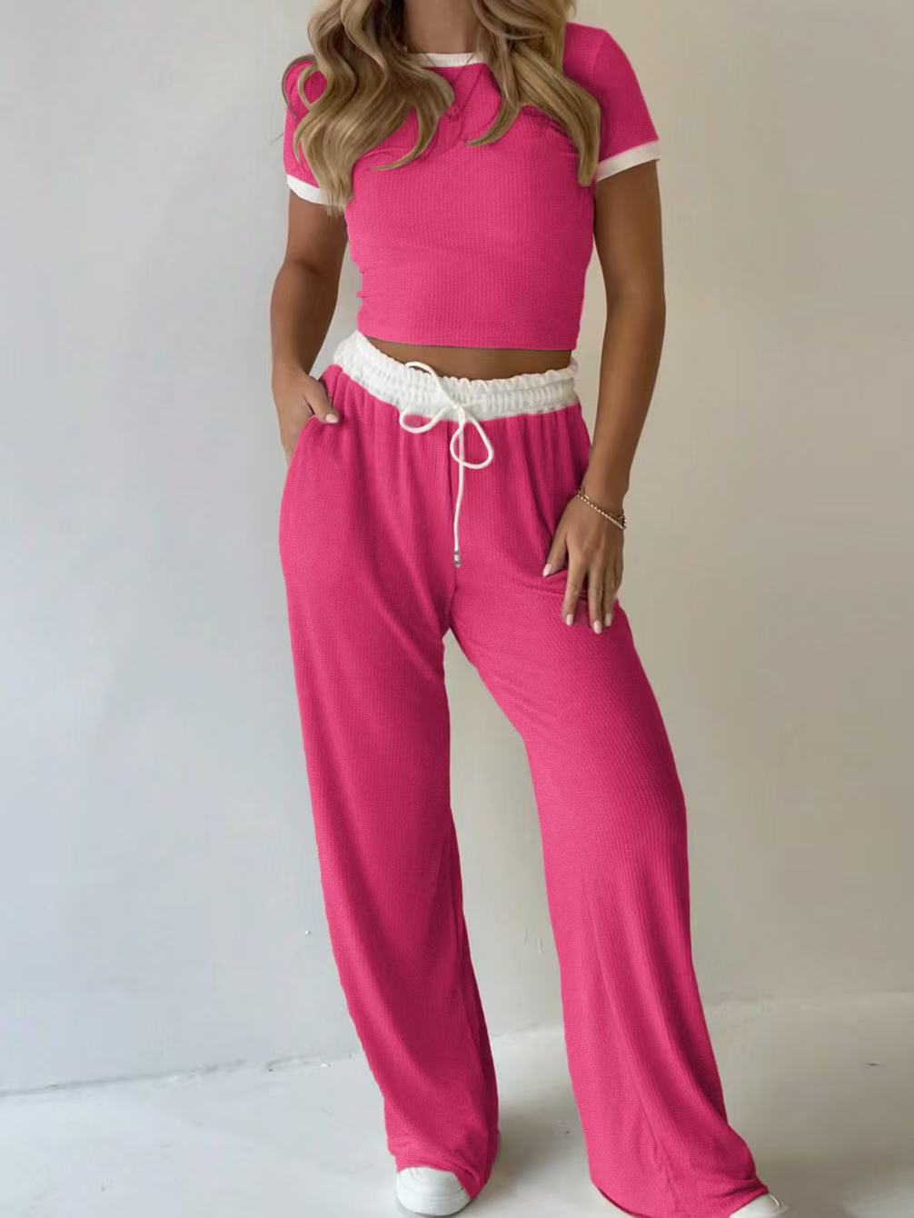 Women's Short-sleeved Commuter Sportswear Two-piece Home Wear Pants
