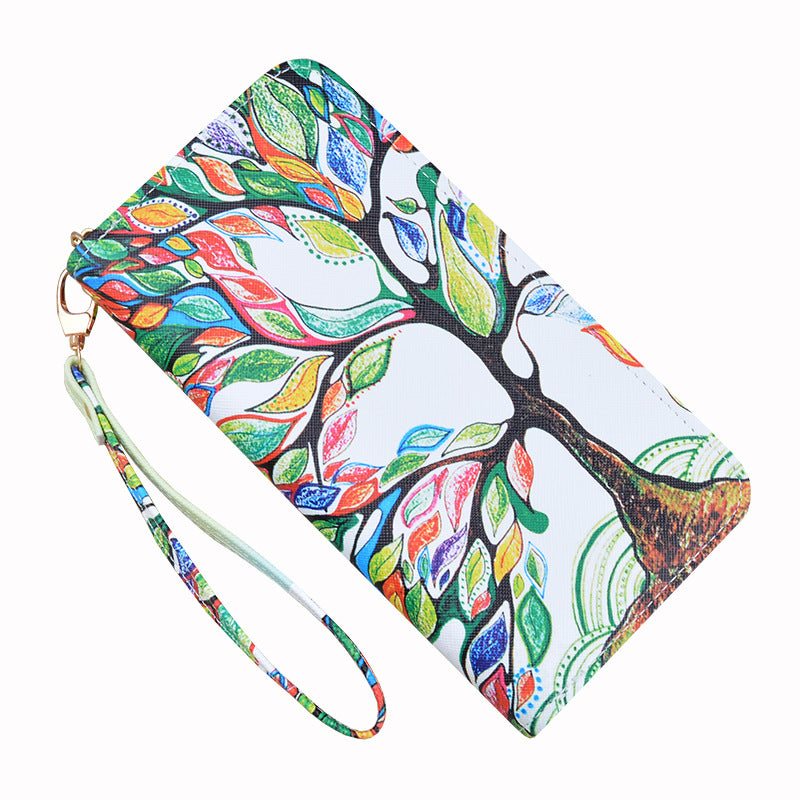 Women's Zipper Soft Leather Fashion Cross Print Ladies Wallets