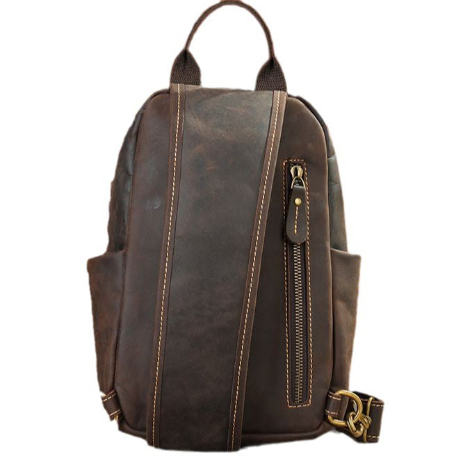 Crazy Horse Leather Leisure High-grade Fashion Men's Chest Bags