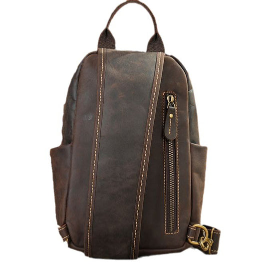 Crazy Horse Leather Leisure High-grade Fashion Men's Chest Bags