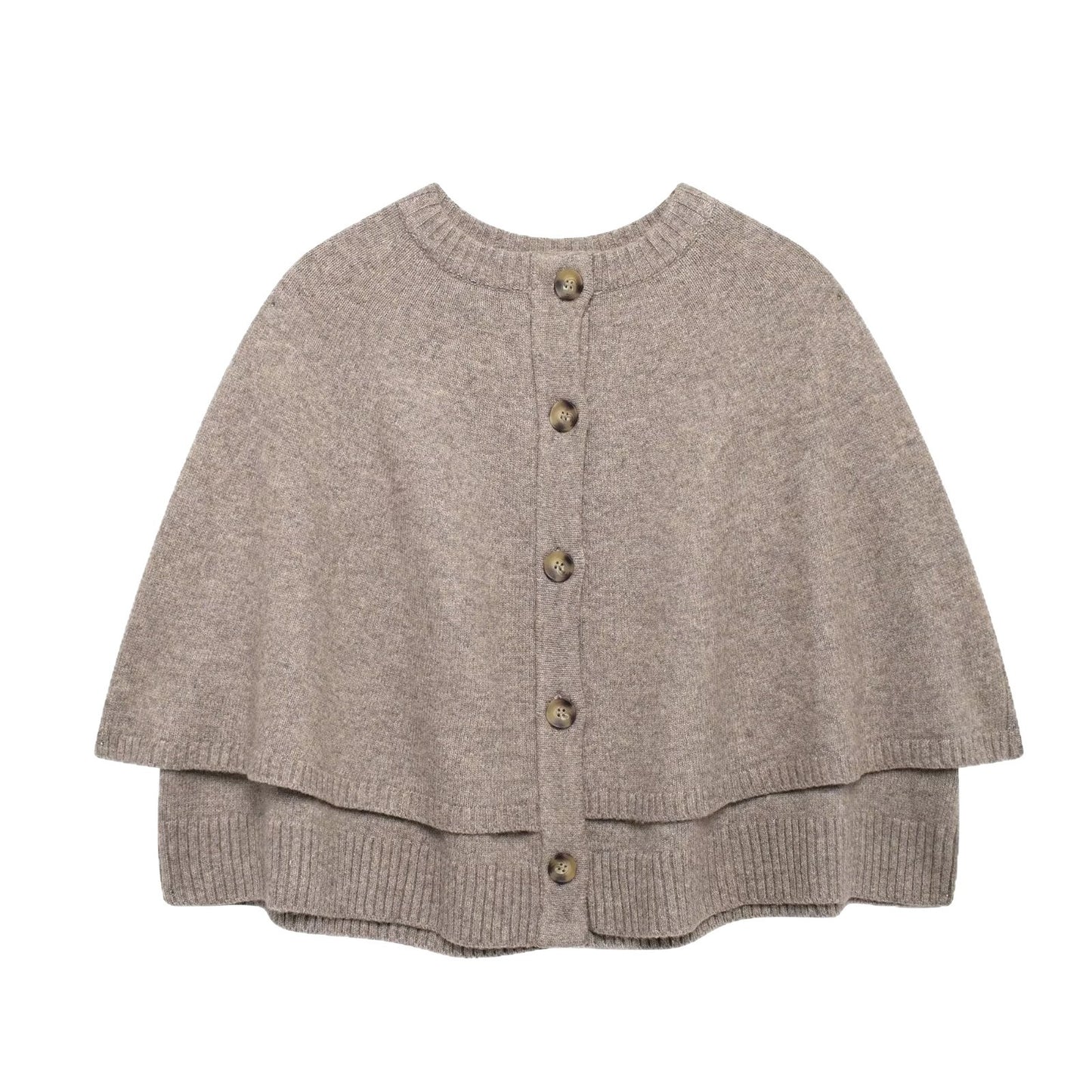 Women's Autumn Fashionable Cape Design Round Neck Coats
