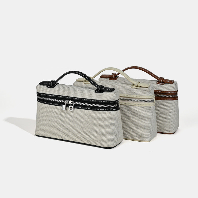 Women's Summer Cowhide With Canvas Lunch Small Square Bags