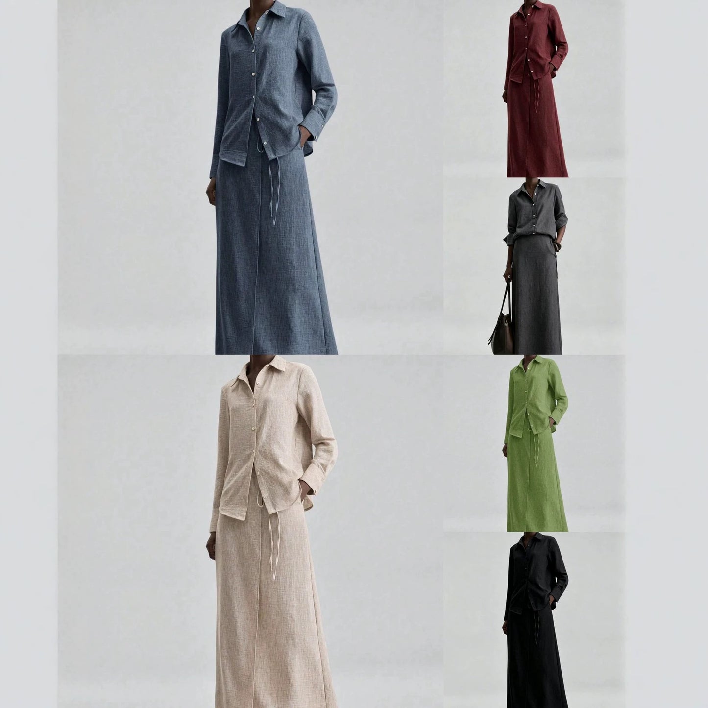 Women's Spring Shirt Loose Long Dress Two-piece Tops