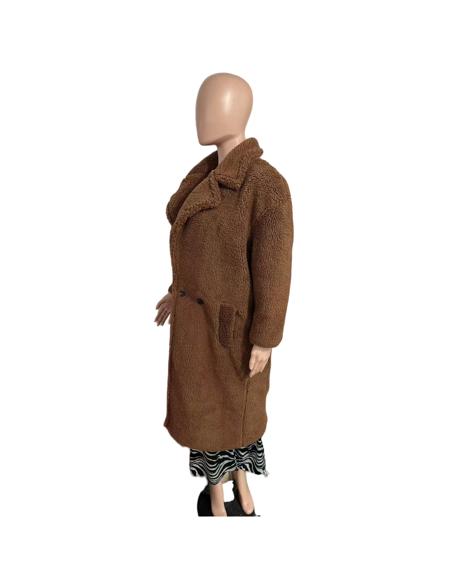 Women's Loose Fur Integrated Faux Mid-length Lamb Coats