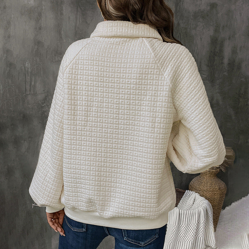 Women's Loose Solid Color Texture Casual Pullover Sweaters