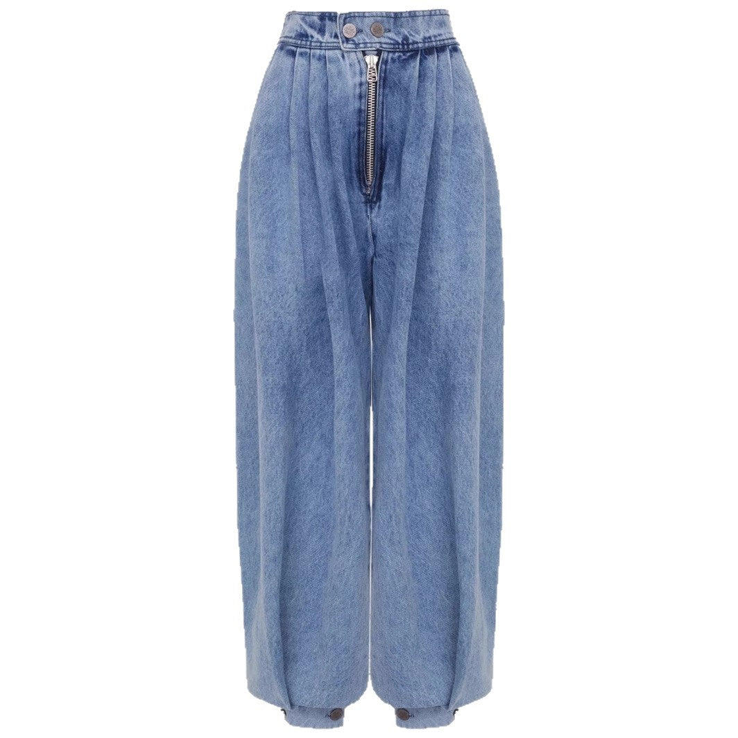 Women's Summer High Waist Zipper Loose Casual Jeans