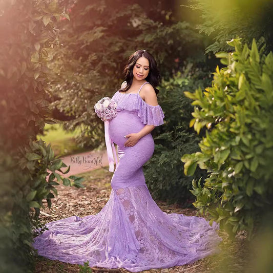 Women's Lace Trailing Sleeve Long Dress Graphy Dresses