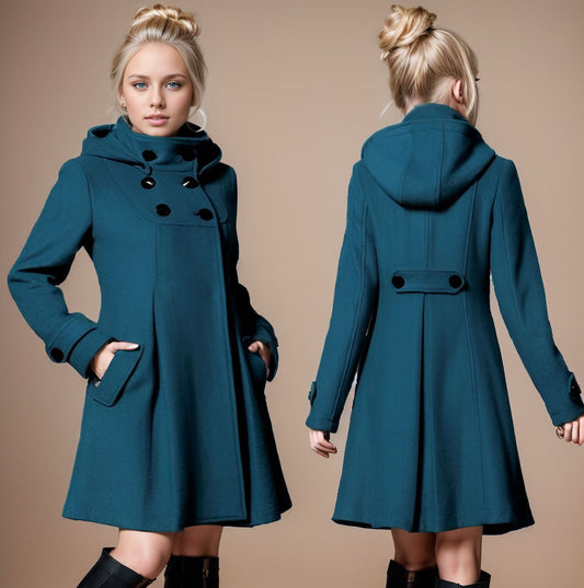 Women's Mid-length Hooded Double Breasted Halloween Cloak Coats