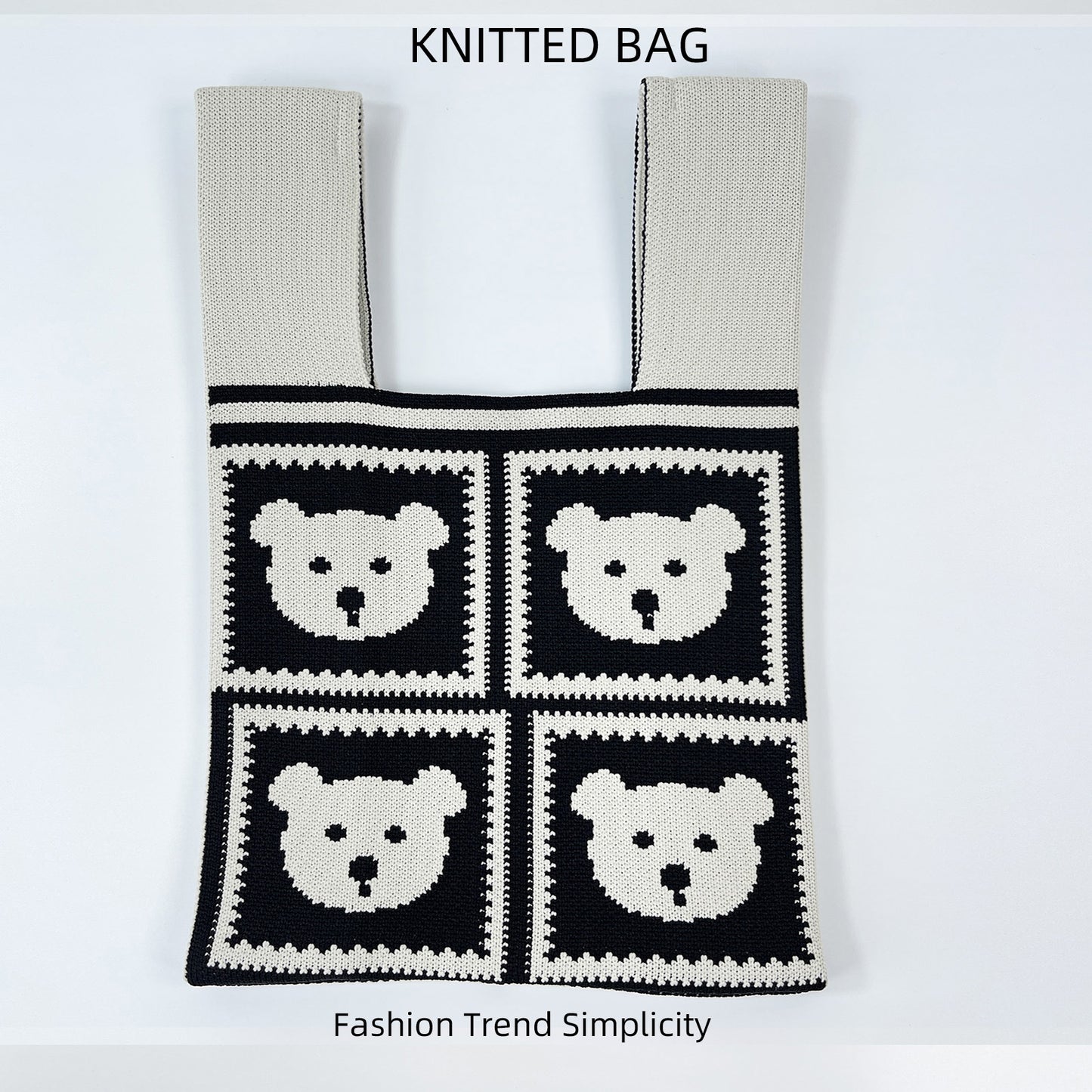 Women's Flower Knitted Large Capacity Totes Wrist Handbags