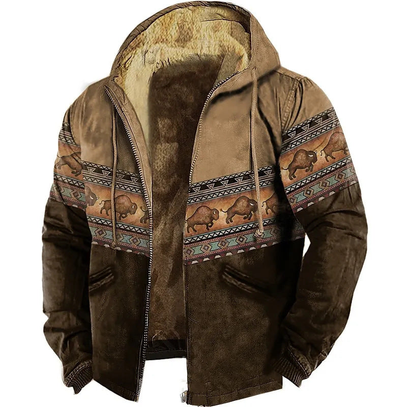 Fleece-lined Thickened Ethnic Style Zipper Pocket Coats