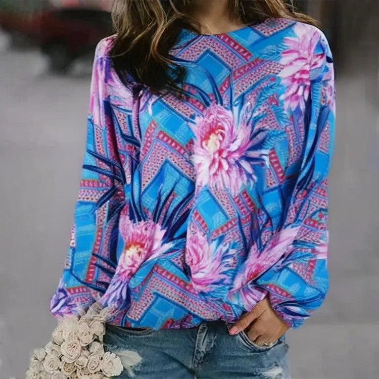 Women's Pattern Pullover Casual Loose Long Sleeve Sweaters