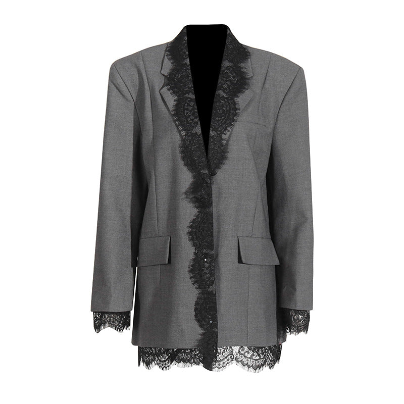 Fashion Design Small Spring Lace Stitching Blazers
