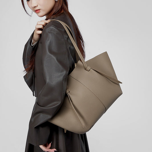 Women's Large Capacity Totes Genuine Leather Fashion Bat Commute Big Shoulder Bags