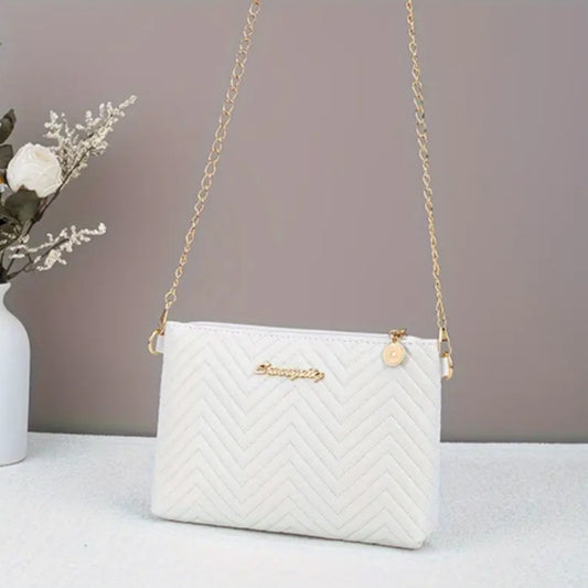 Women's Striped Solid Color High-grade Quilted Embroidered Crossbody Bags
