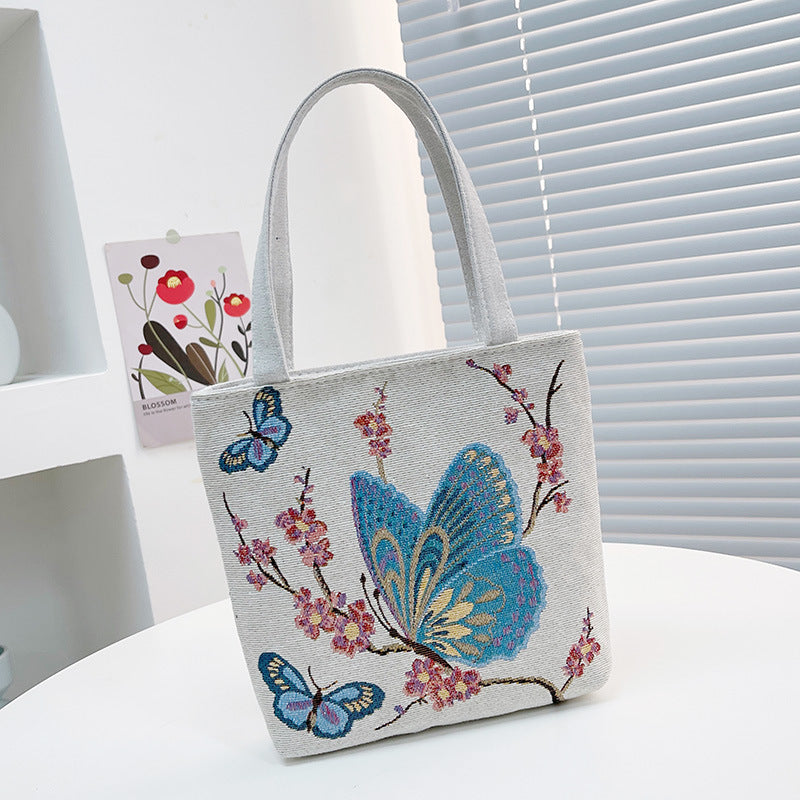 Ethnic Style Canvas Jacquard Embroidered Cartoon Handbags